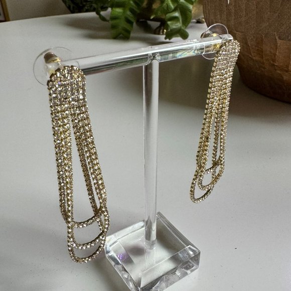 Rhinestone Loop Earrings - Picture 2 of 6